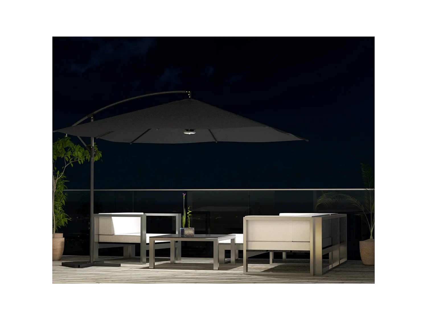 Ombrellone decentrato con LED grigio 3 x 3 m SOLENZARA