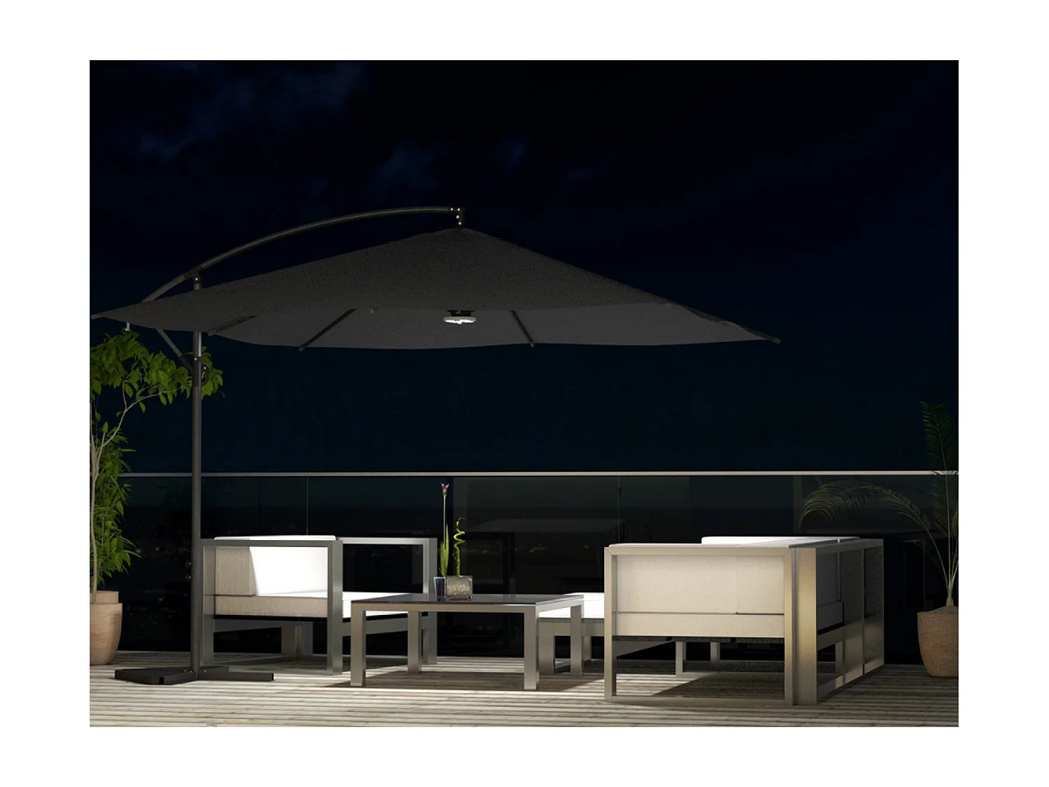 Ombrellone decentrato con LED grigio 3 x 3 m SOLENZARA