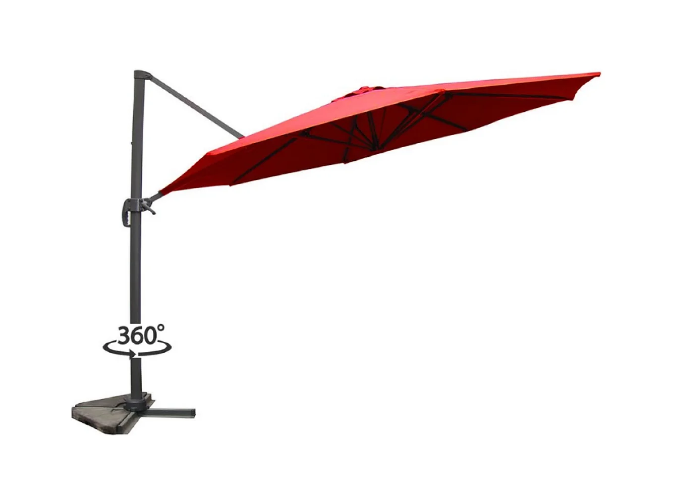 Terracotta 350cm Draaibare LED Zweefparasol Solenzara