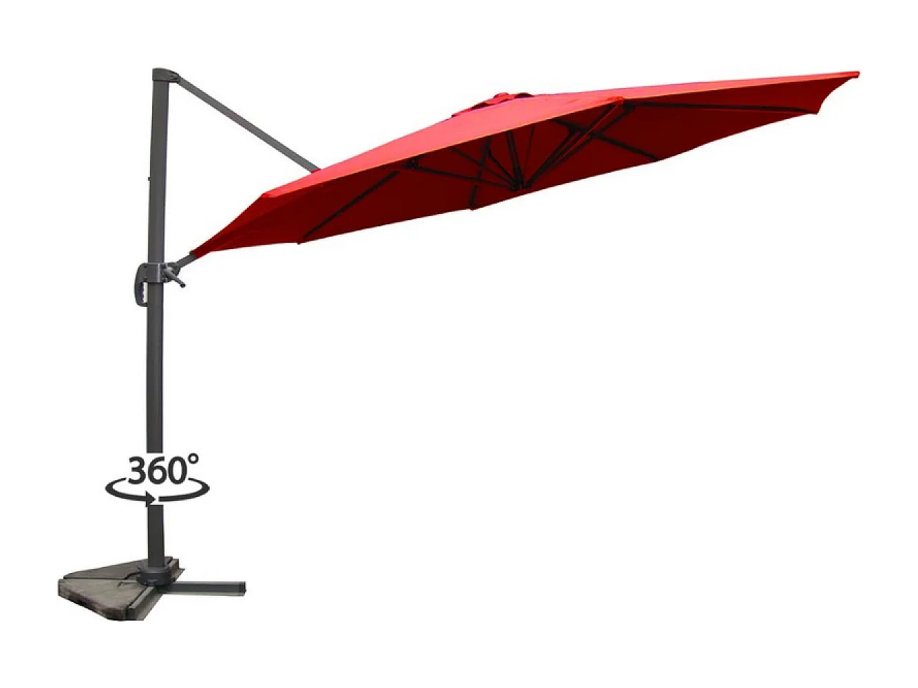 Parasol  terracotta droit rond 3,5 x 3,5 m rotatif à 360 CASTILLO