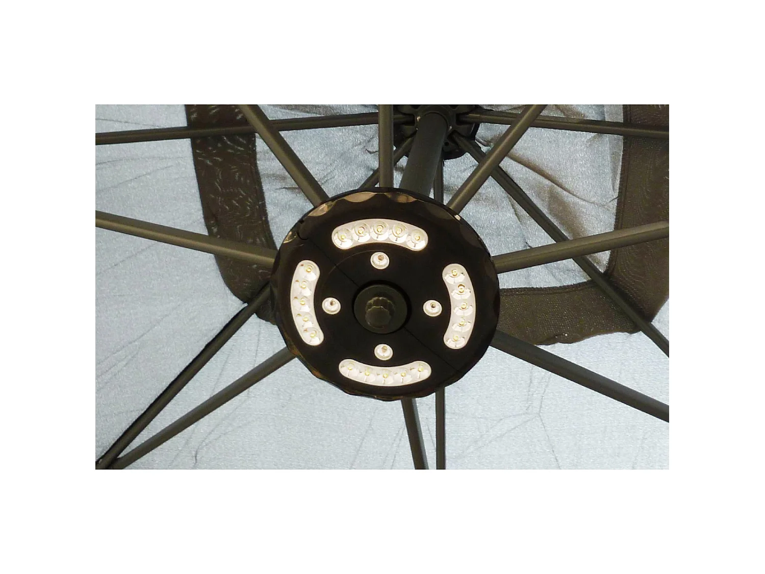 LED-Cantilever-Sonnenschirm 3x3m eckig in Creme SOLENZARA