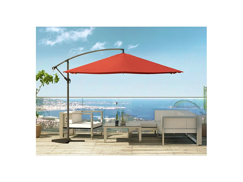 Solenzara à LED terracotta : Parasol à LED déporté 3x3m SOLENZARA