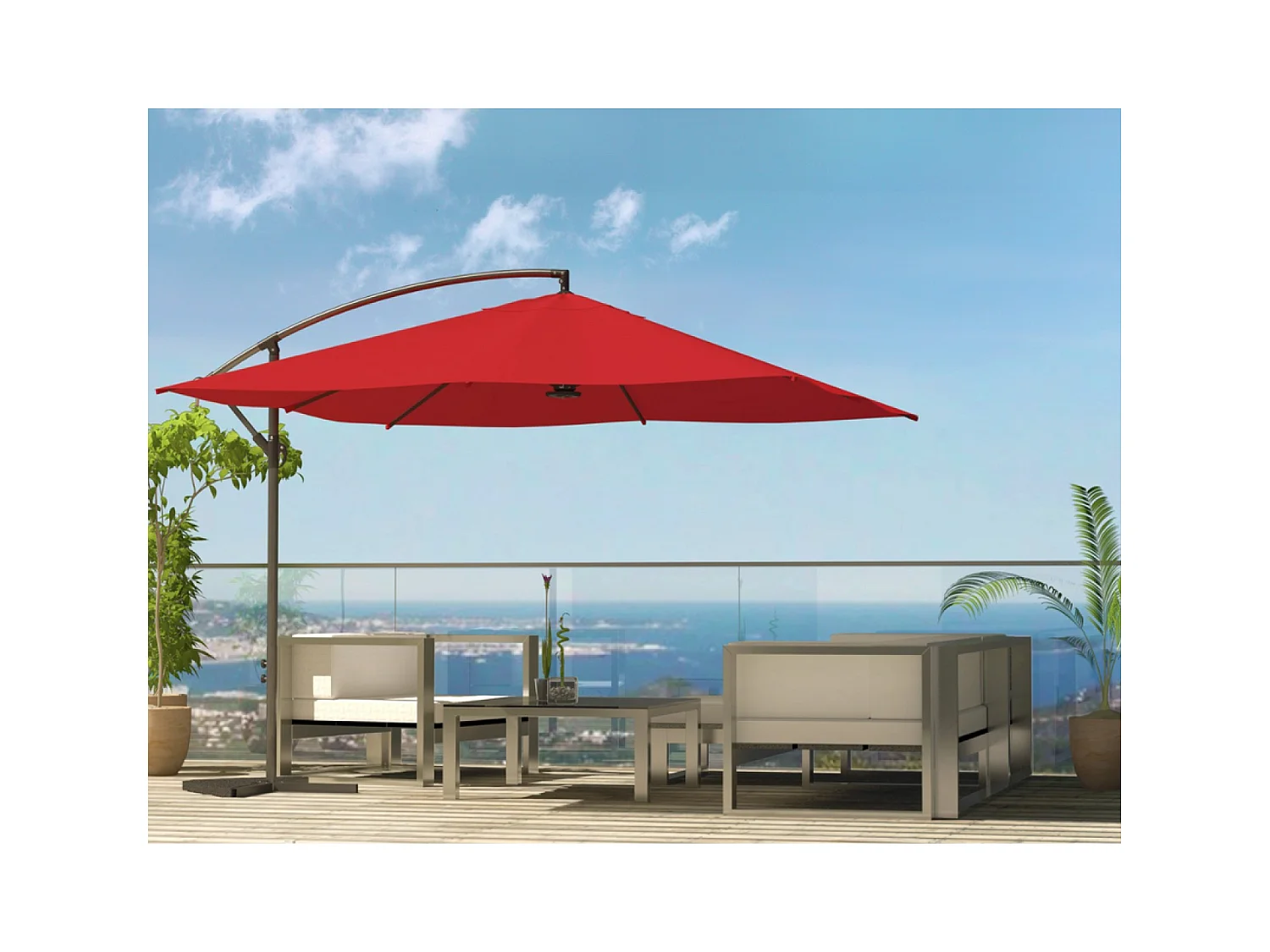 LED-Cantilever-Sonnenschirm quadratisch 3x3m Terrakotta SOLENZARA