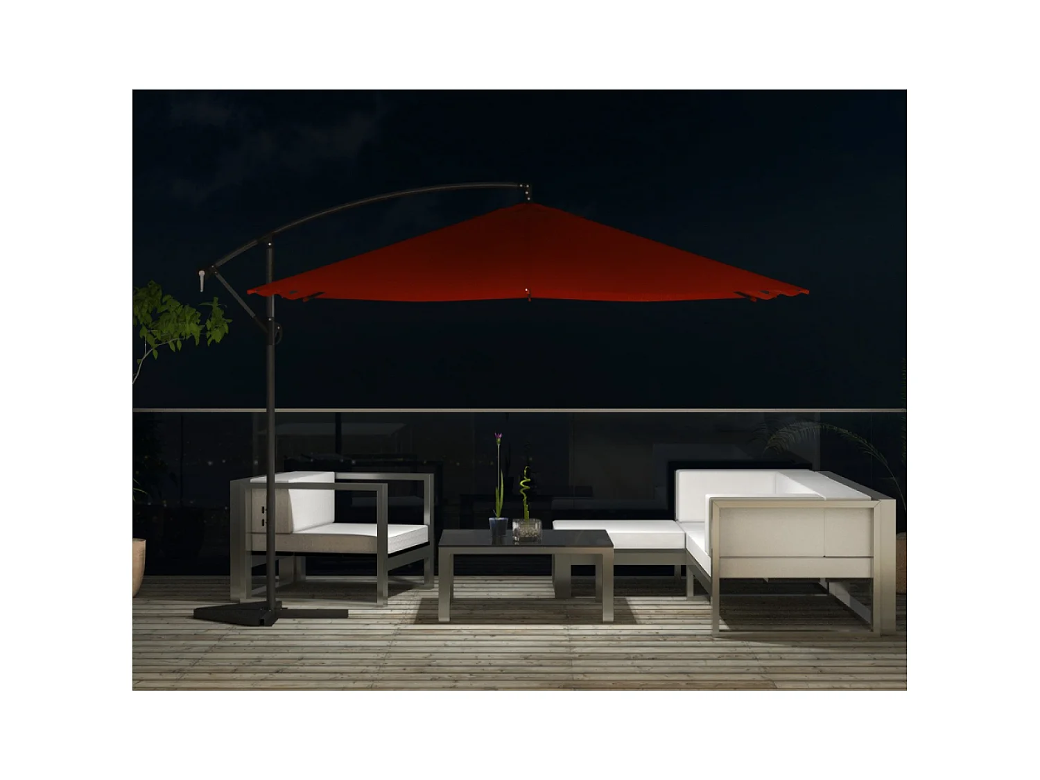 LED-Cantilever-Sonnenschirm quadratisch 3x3m Terrakotta SOLENZARA