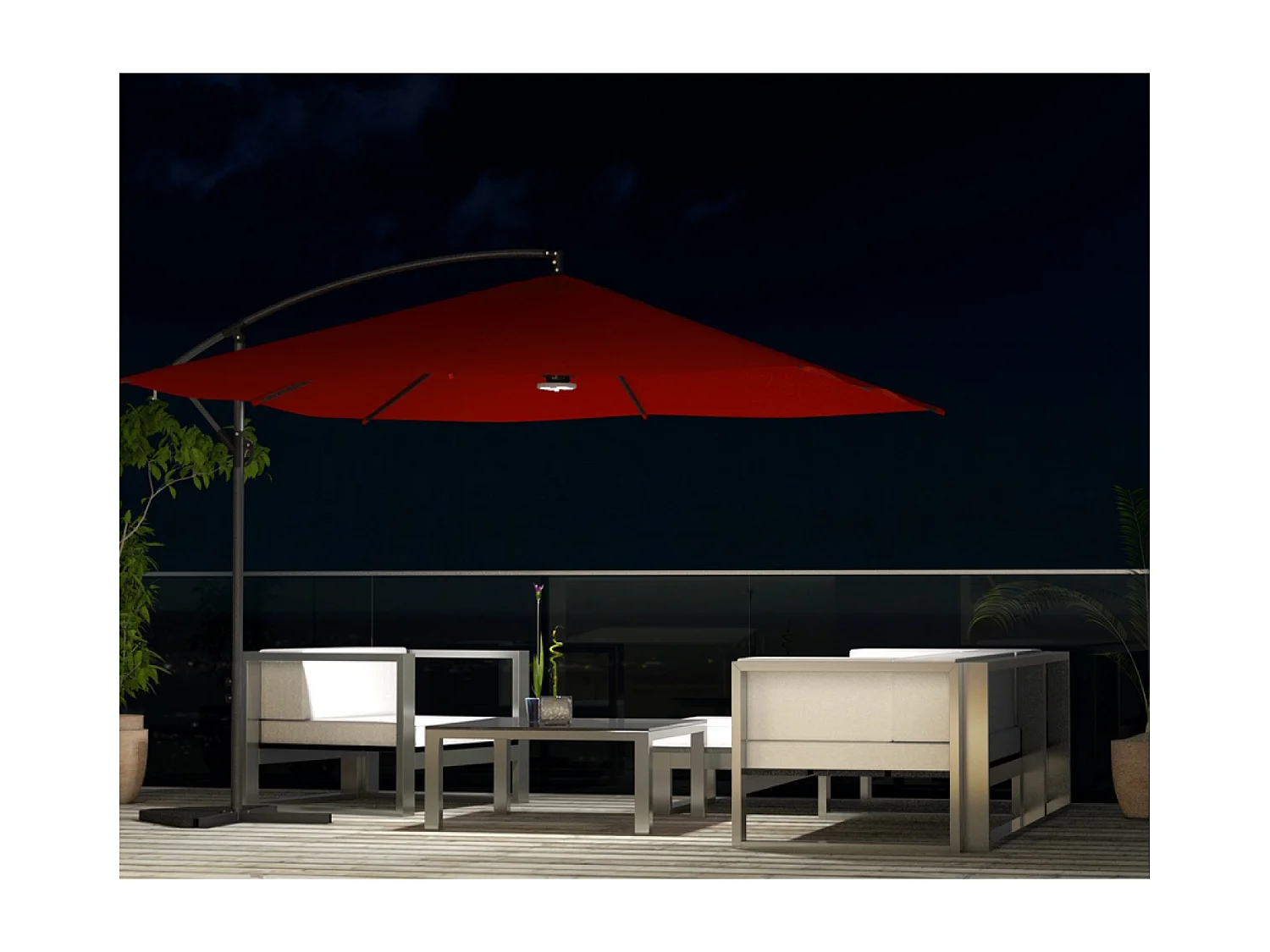 Ombrellone decentrato con LED terracotta 3 x 3 m SOLENZARA