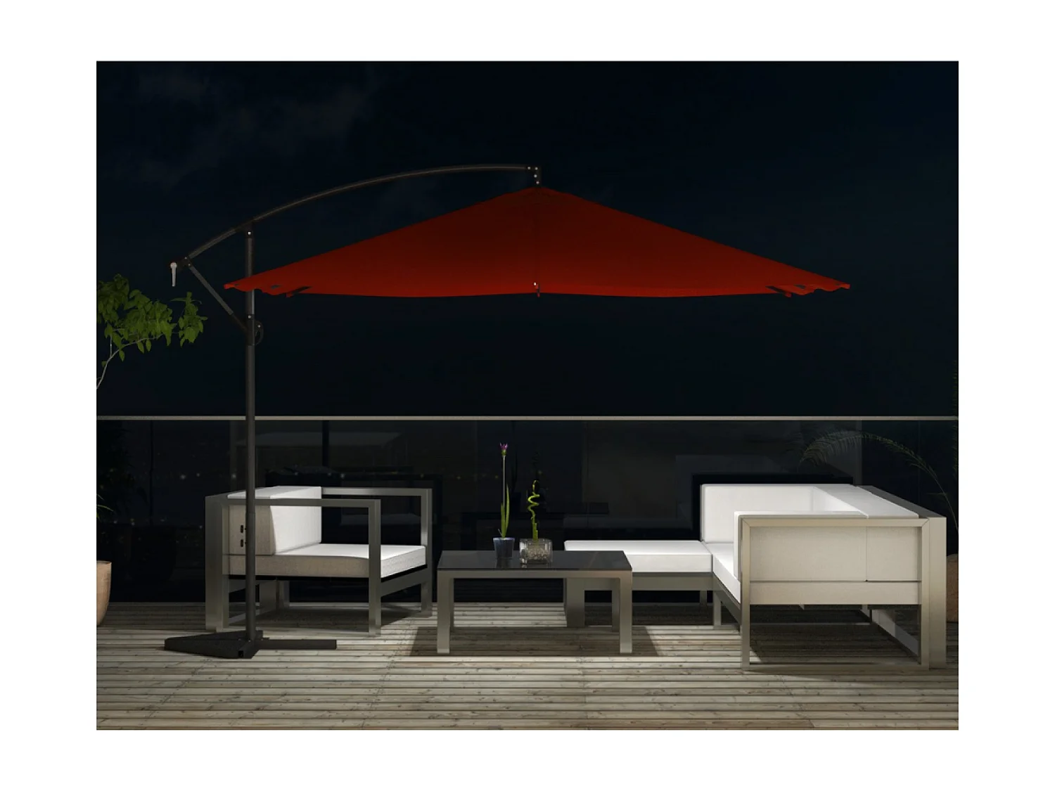 Ombrellone decentrato con LED terracotta 3 x 3 m SOLENZARA