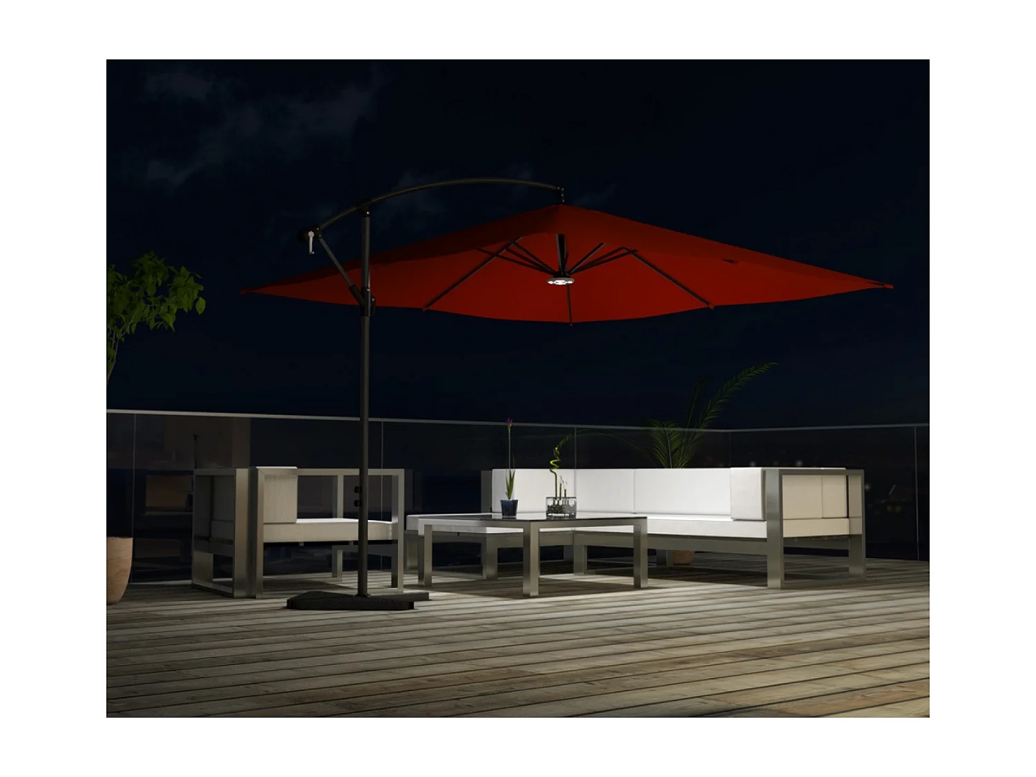 Ombrellone decentrato con LED terracotta 3 x 3 m SOLENZARA