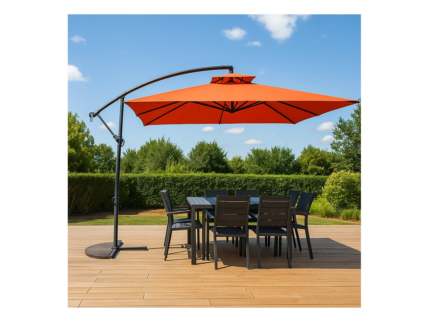 Verplaatste ronde terracotta parasol CAPRI 3m - Modern en robuust, ideaal voor tuin of terras