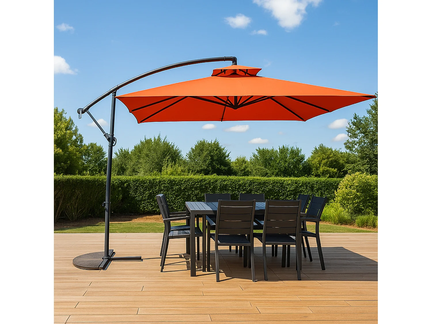 Versetzter runder Sonnenschirm terracotta CAPRI 3m - Modern und robust, ideal für Garten oder Terrasse