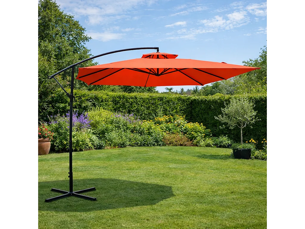 Parasol déporté carré terracotta CAPRI