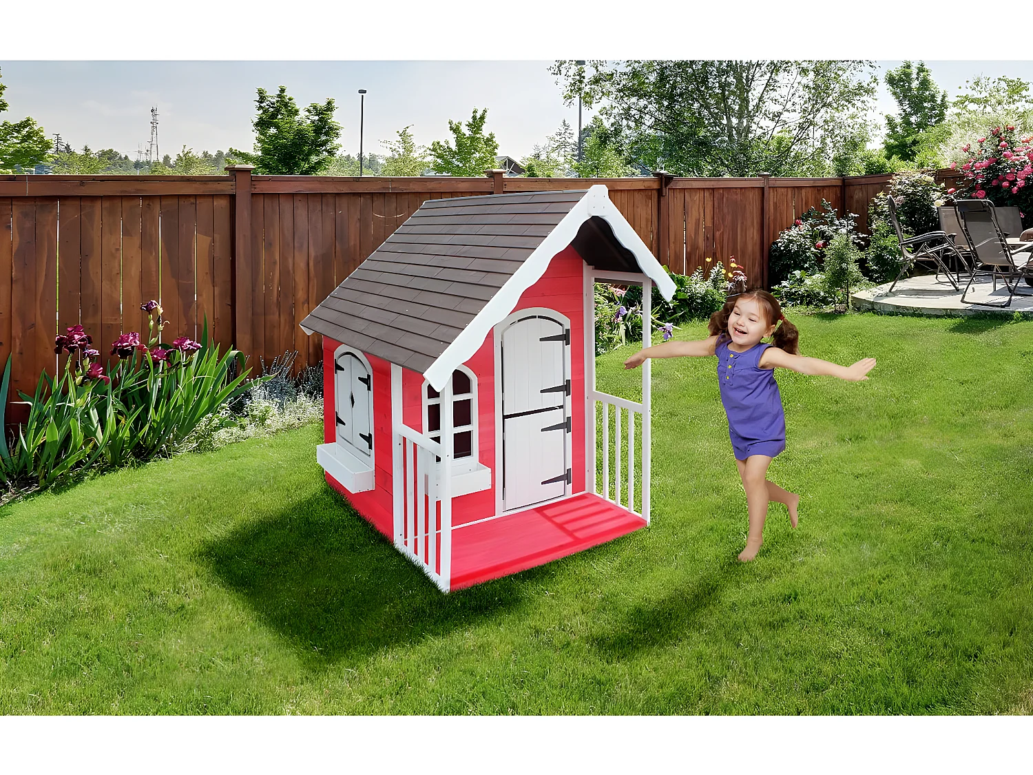 Casa "Ben" - 122,5 x 130 x 140 cm - Rojo/Blanco