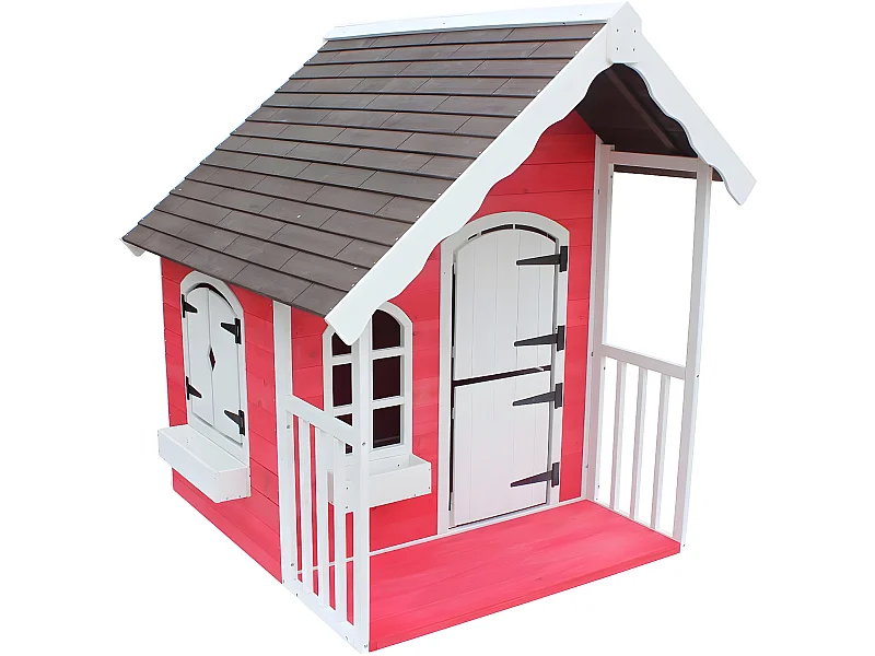 Capanna per bambini "Ben" - 122,5 x 130 x 140 cm - Rosso/Bianco