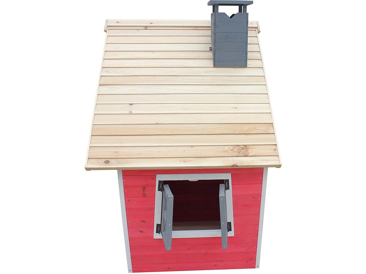 Houten speelhuis tuin "Lilou" - 119,5 x 156 x 102 cm - Rood / Grijs