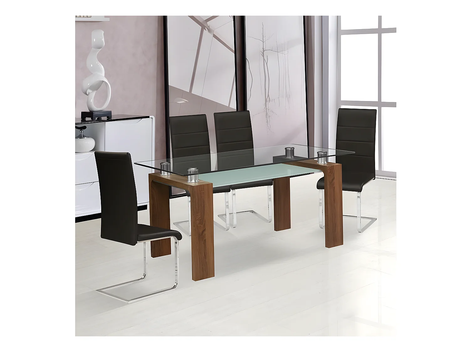 Table repas "Eva" - 150 x 80 x 75 cm - Marron