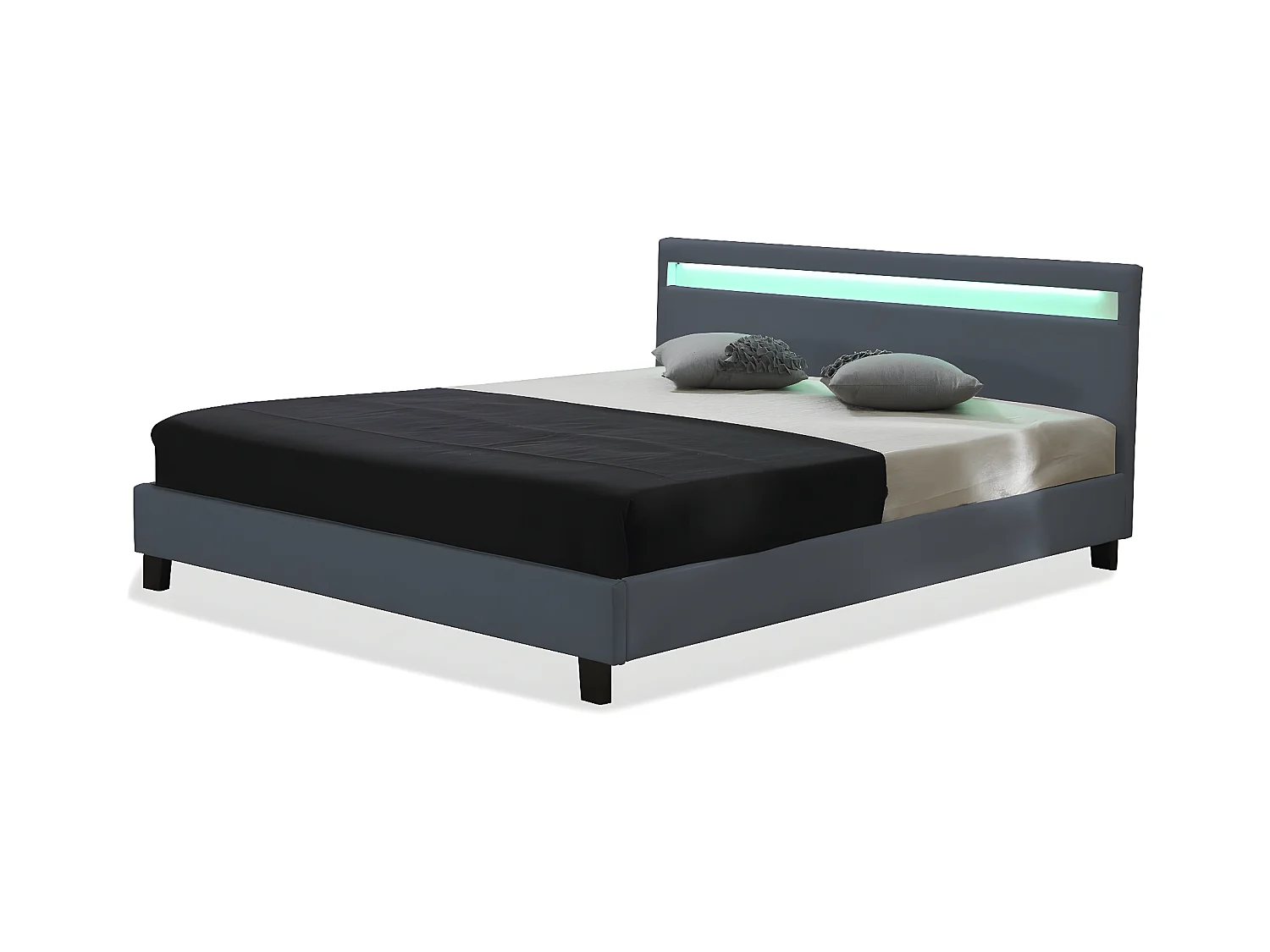 Letto con led "Maria" - 140 x 190 cm - Grigio