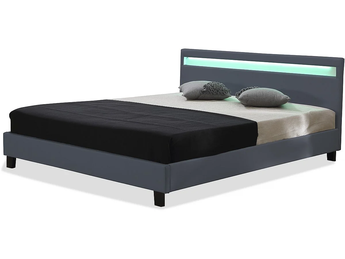 Cama LED "Maria" - 140 x 190 cm - Gris