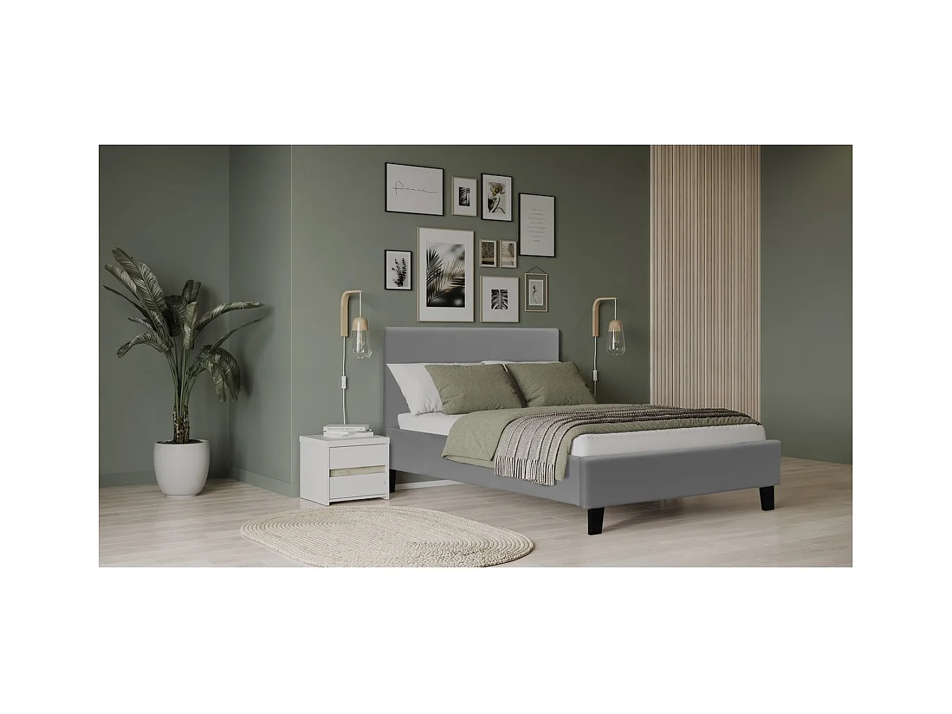 Cama "Lina" 90 x 190 cm - Gris claro