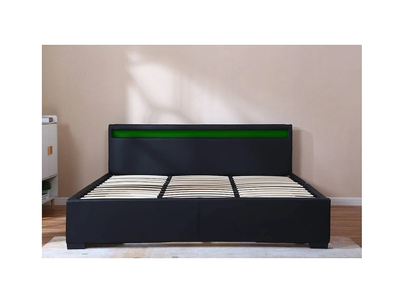 LIT LED double avec 4 tiroirs "Nico" - 180 x 200 cm - Noir