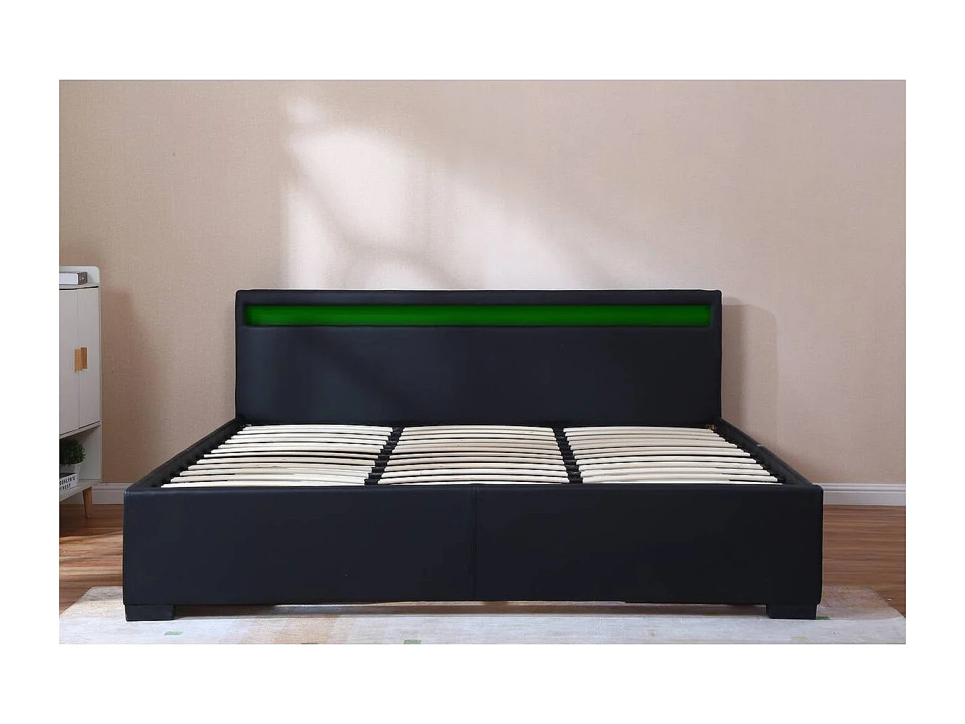 LIT LED double avec 4 tiroirs "Nico" - 180 x 200 cm - Noir