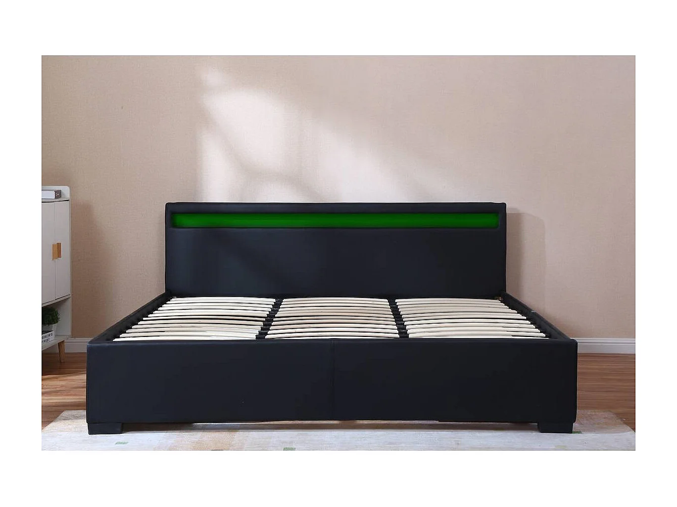 LIT LED double avec 4 tiroirs "Nico" - 180 x 200 cm - Noir