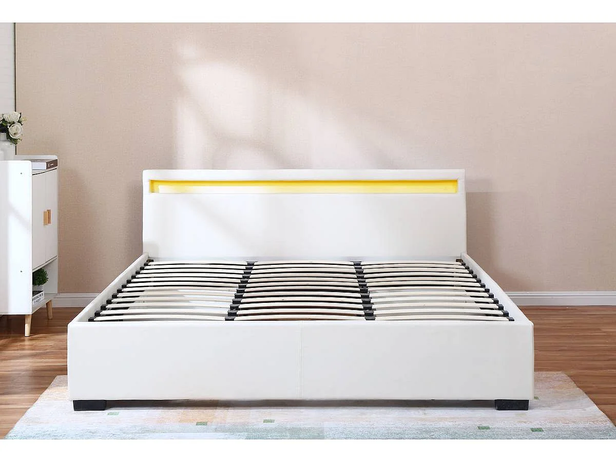 LIT LED double avec 4 tiroirs "Nico" - 180 x 200 cm - Noir