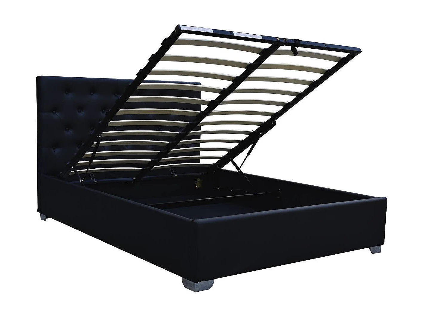 Letto matrimoniale con contenitore "TINO" - 160 × 200 cm - Nero