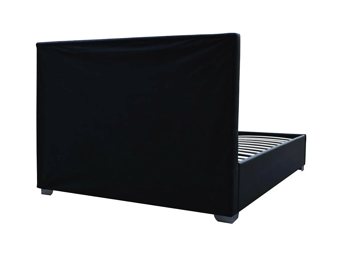 Tweepersoonsbed met opbergruimte "Tino" - 140 × 190 cm - Zwart, gestoffeerd hoofdeinde en discrete opbergruimte