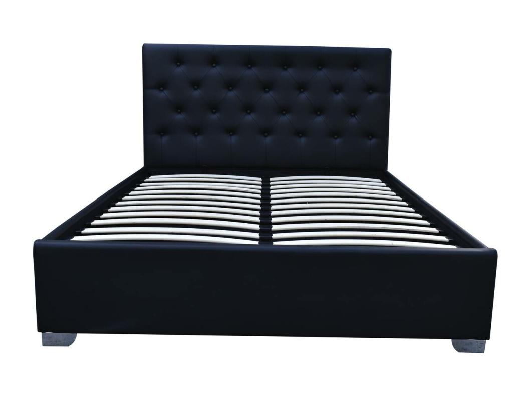 Cama doble con cofre "Tino" 140 × 190 cm - Negro