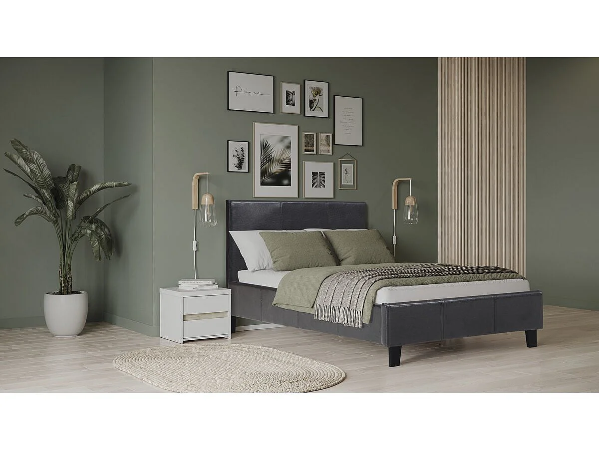 Einzelbett "Lina" - 160 x 200 cm - Schwarz