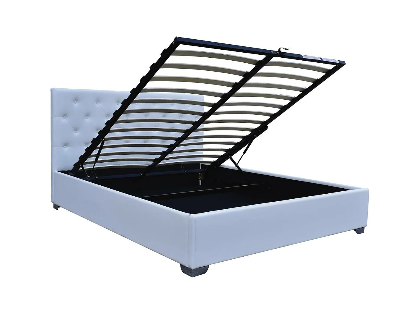 Cama doble con cofre "Tino" 140 × 190 cm - Blanco