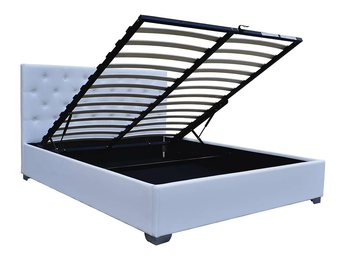 Lit double avec coffre "Tino" - 180 x 200 cm - Blanc