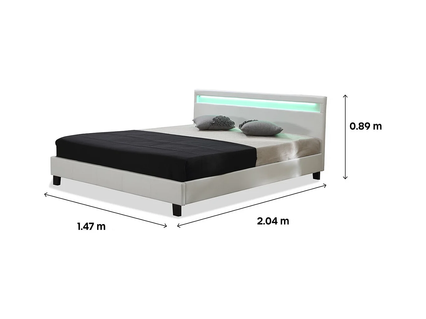 Cama con cabecero LED "Maria"- 160 x 200 cm - Blanco