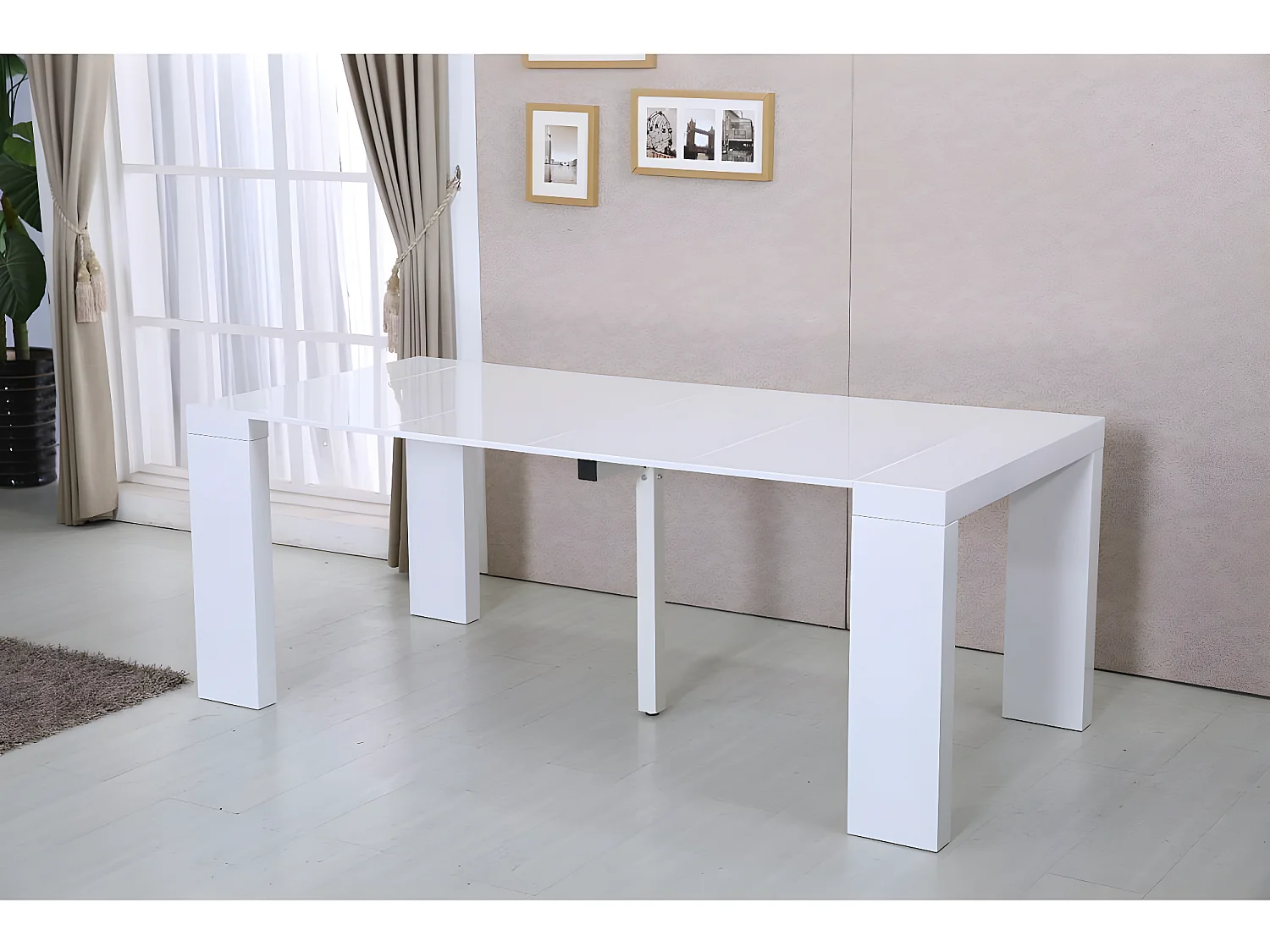 Table repas extensible "Dina" - 200/40 x 94 x 75 cm - Blanc laqué