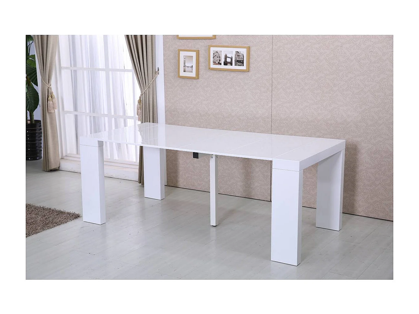 Table repas extensible "Dina" - 200/40 x 94 x 75 cm - Blanc laqué