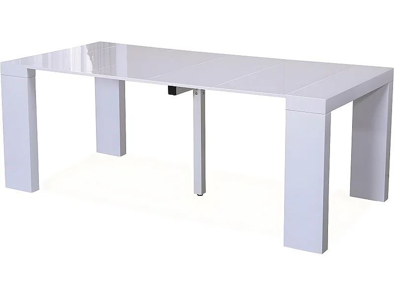 Table repas extensible "Dina" - 200/40 x 94 x 75 cm - Blanc laqué