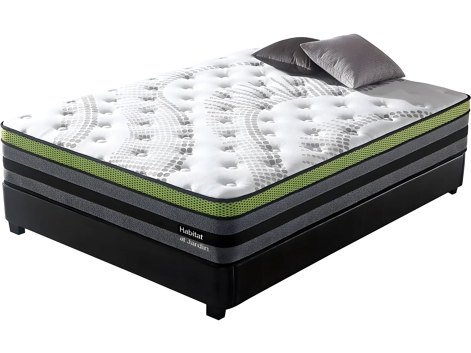 Matelas ressorts ensachés  "Jobert" - 140 x 190 cm - Blanc/Gris