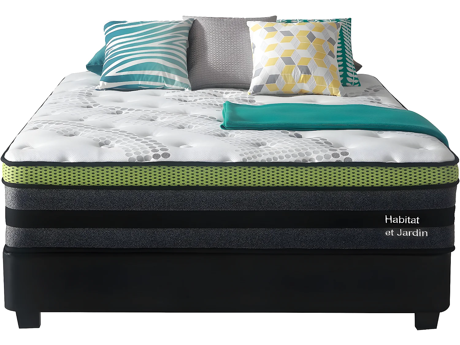 Matelas ressorts ensachés  "Jobert" - 140 x 190 cm - Blanc/Gris