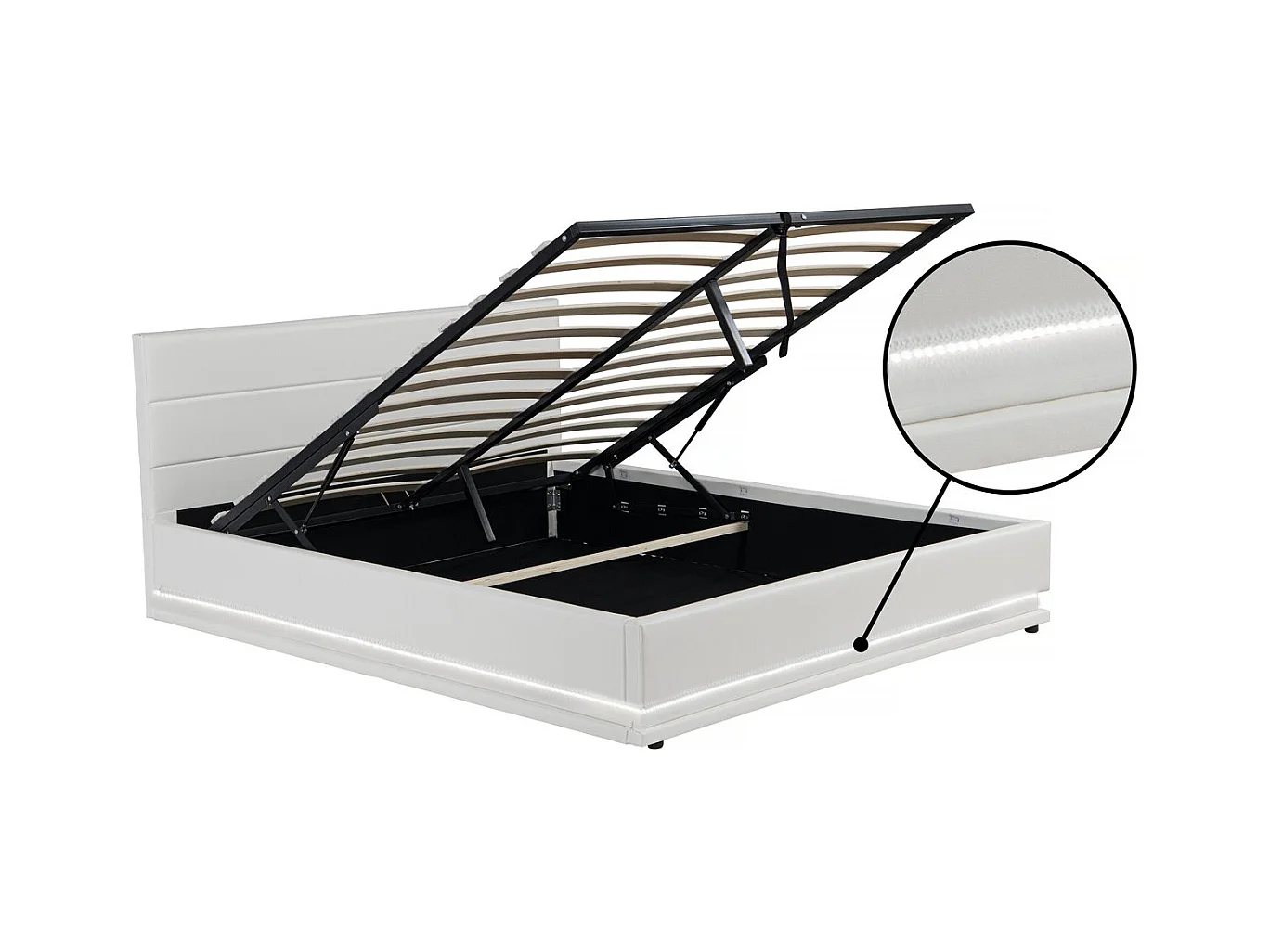 Bett mit LED und Bettkasten "Anastasia" - 180 x 200 cm - Weiß