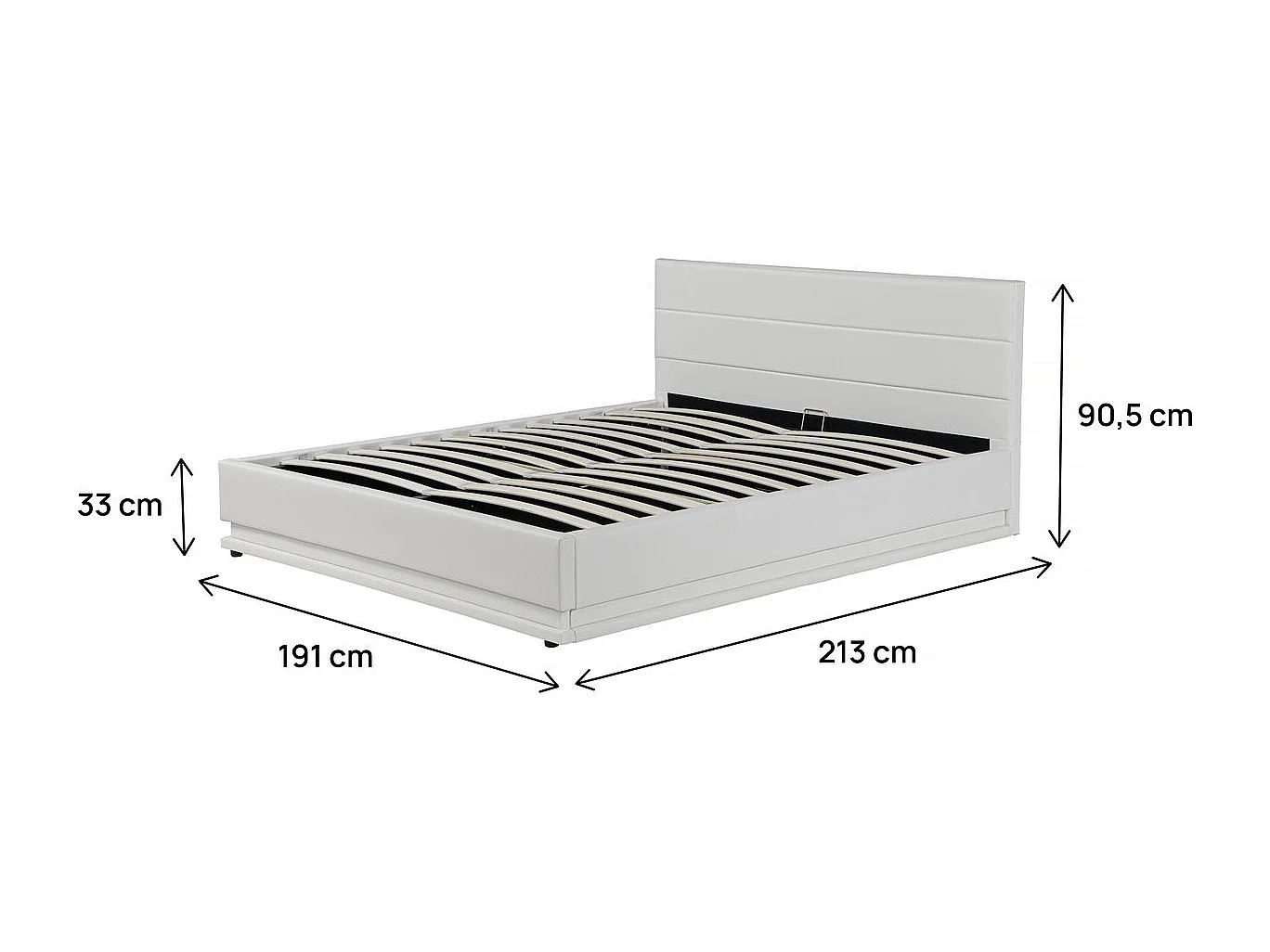 Cama LED com armazenamento "Anastasia" - 180 x 200 cm - Branco, design moderno e iluminação LED personalizável
