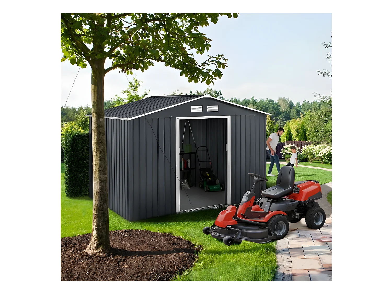 Metalen Tuinhuis Vegas - 5,29 m² met Dubbele Schuifdeur en Ventilatieroosters