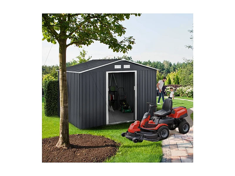 Abri de jardin métal "Vegas" - 5,29 m2 (4,83 m2 au sol) - Gris