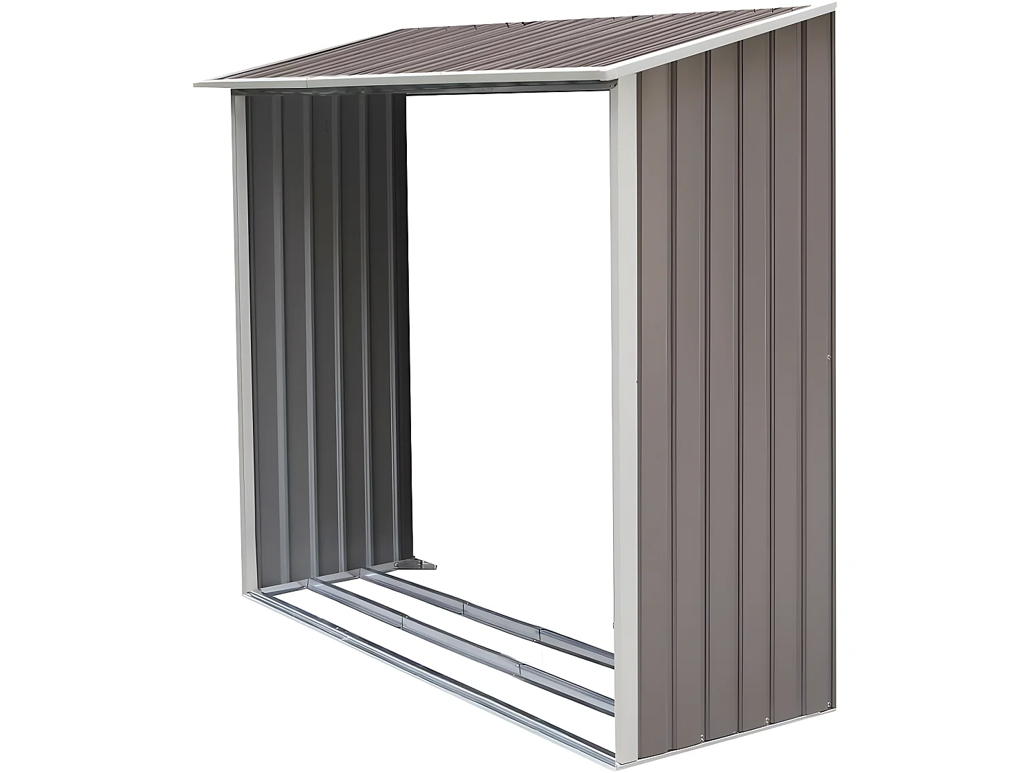 Abri de jardin métal "Dallas" 5,29 m² avec abri bûche - Taupe