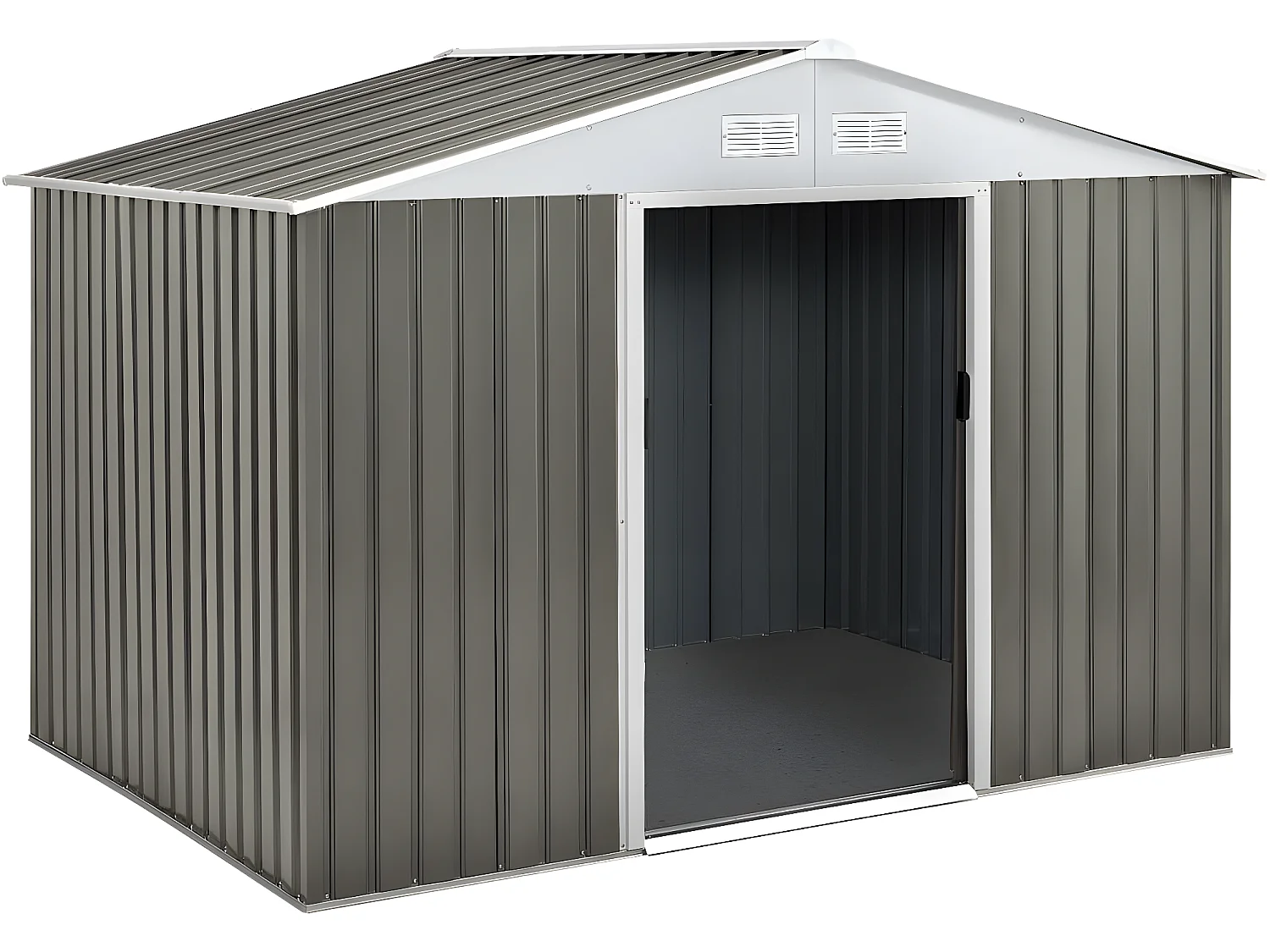 Abri de jardin métal "Dallas" 5,29 m² avec abri bûche - Taupe