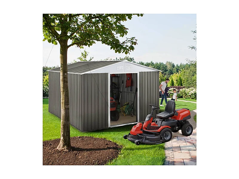 Abri jardin métal "Dallas" - 8,84 m² - Taupe