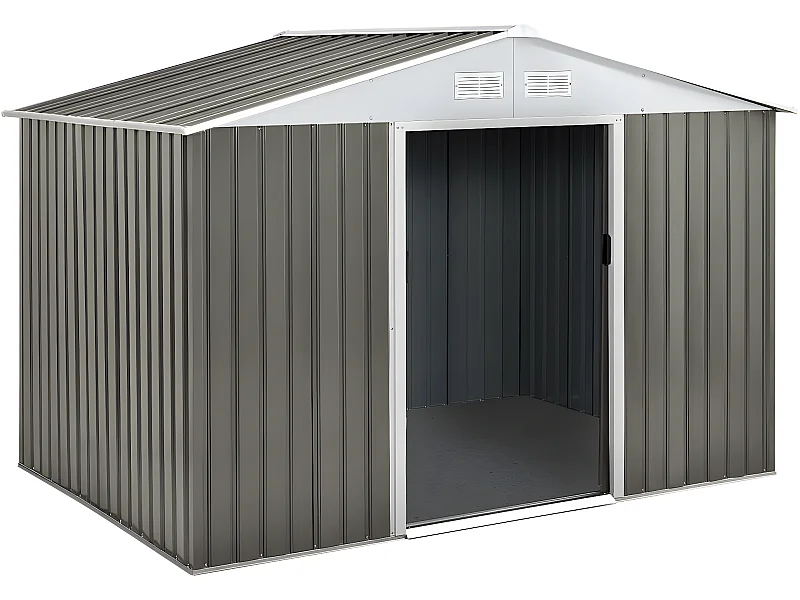 Abri de jardin métal "Dallas" - 5,29 m2 (4,83 m2 au sol) - Taupe