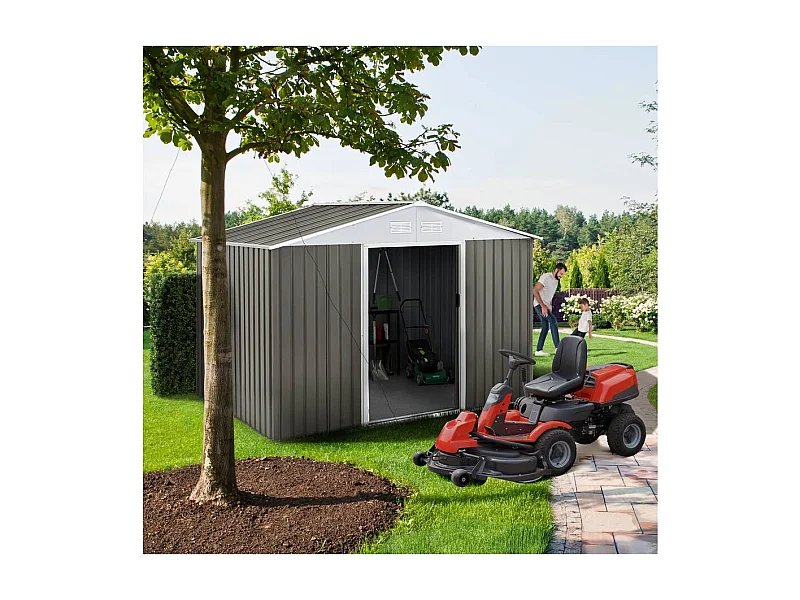 Abri de jardin métal "Dallas" - 5,29 m2 (4,83 m2 au sol) - Taupe