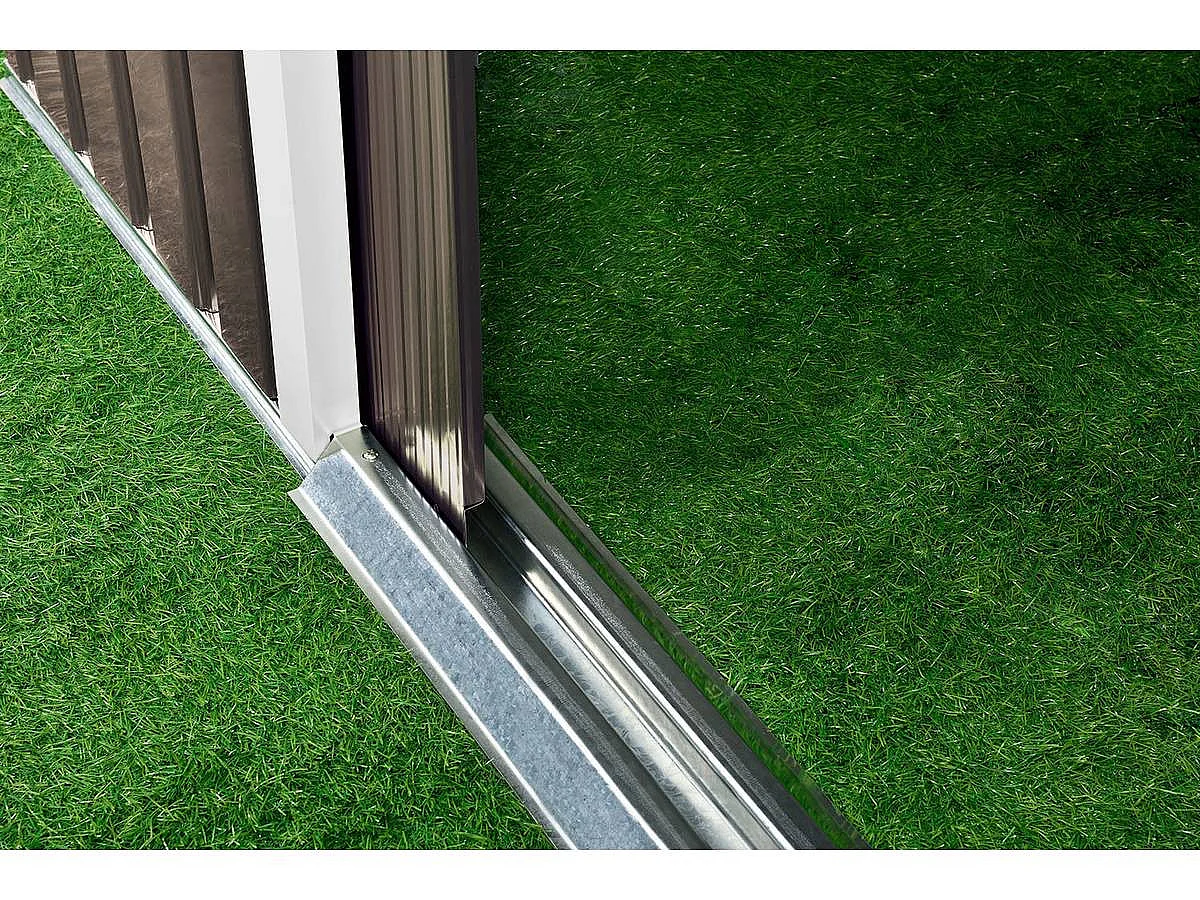 Metall Trädgårdsförråd "Dallas" 12,99m² med Vedförvaring - Taupe/Vit, Rostskyddad, UV-resistent