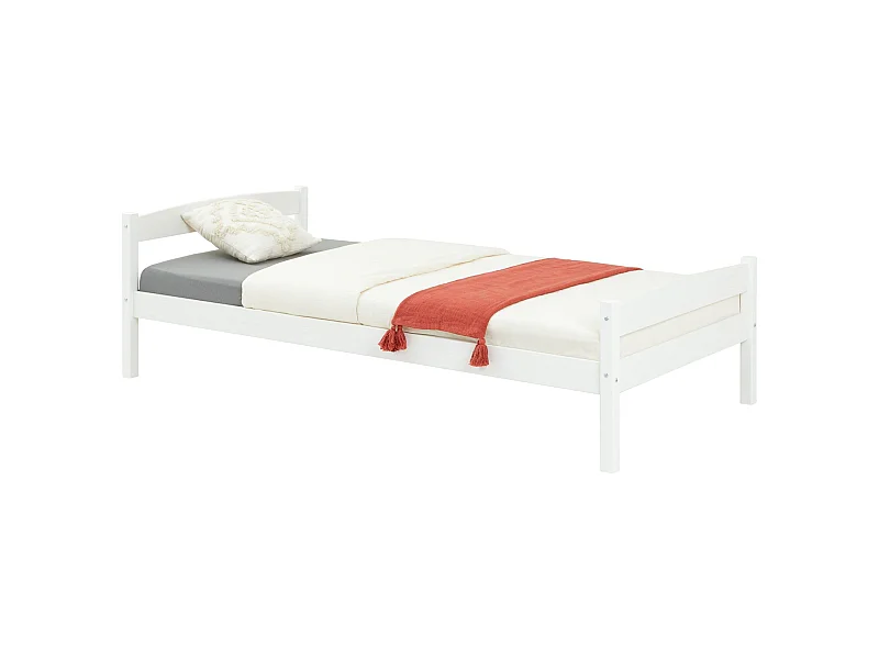 Lit simple lit enfant FELIX en pin massif 90 x 190 cm lasuré blanc