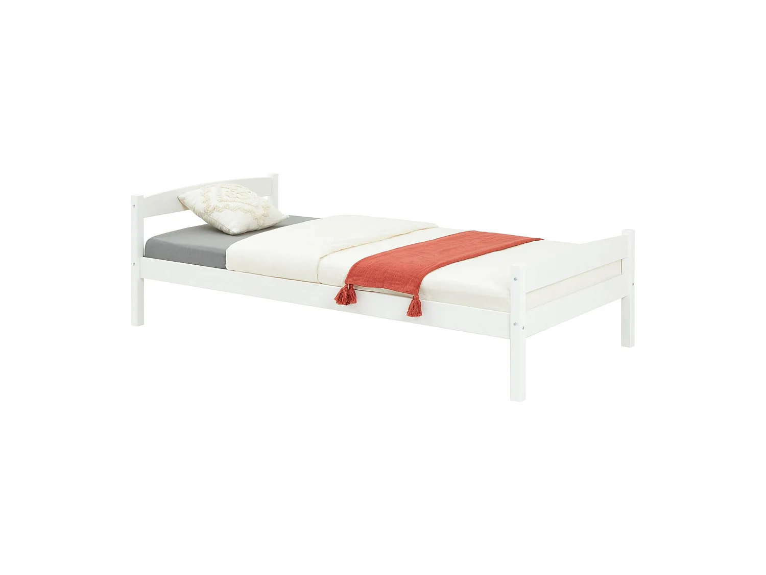 Lit simple lit enfant FELIX en pin massif 90 x 190 cm lasuré blanc