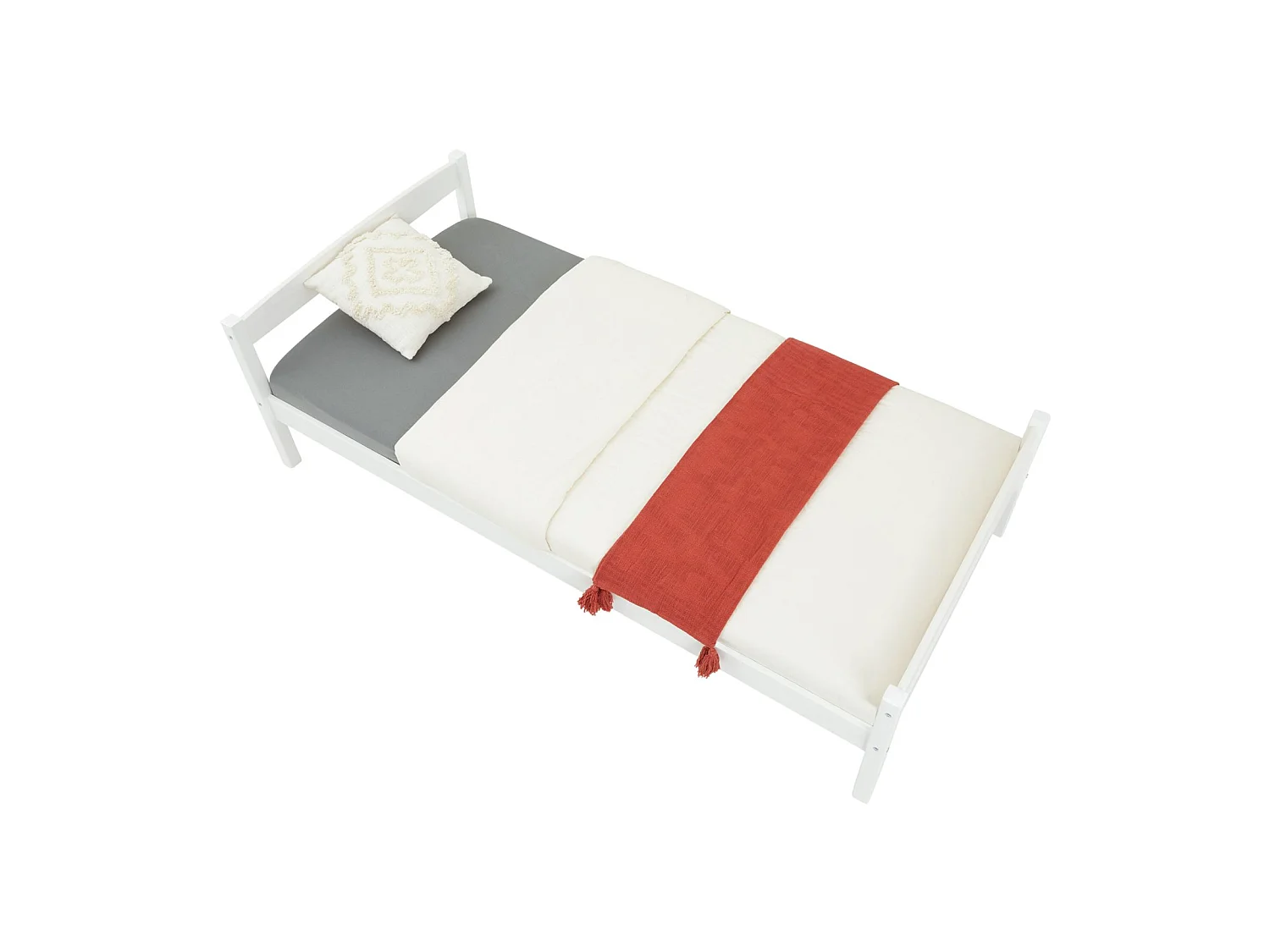 Lit simple lit enfant FELIX en pin massif 90 x 190 cm lasuré blanc